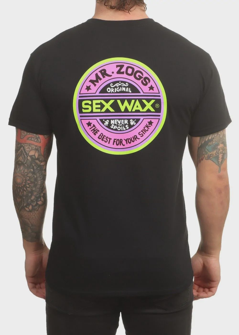 Sex Wax Logo T-Shirt, Size: S, Style: Black Fluro Logo