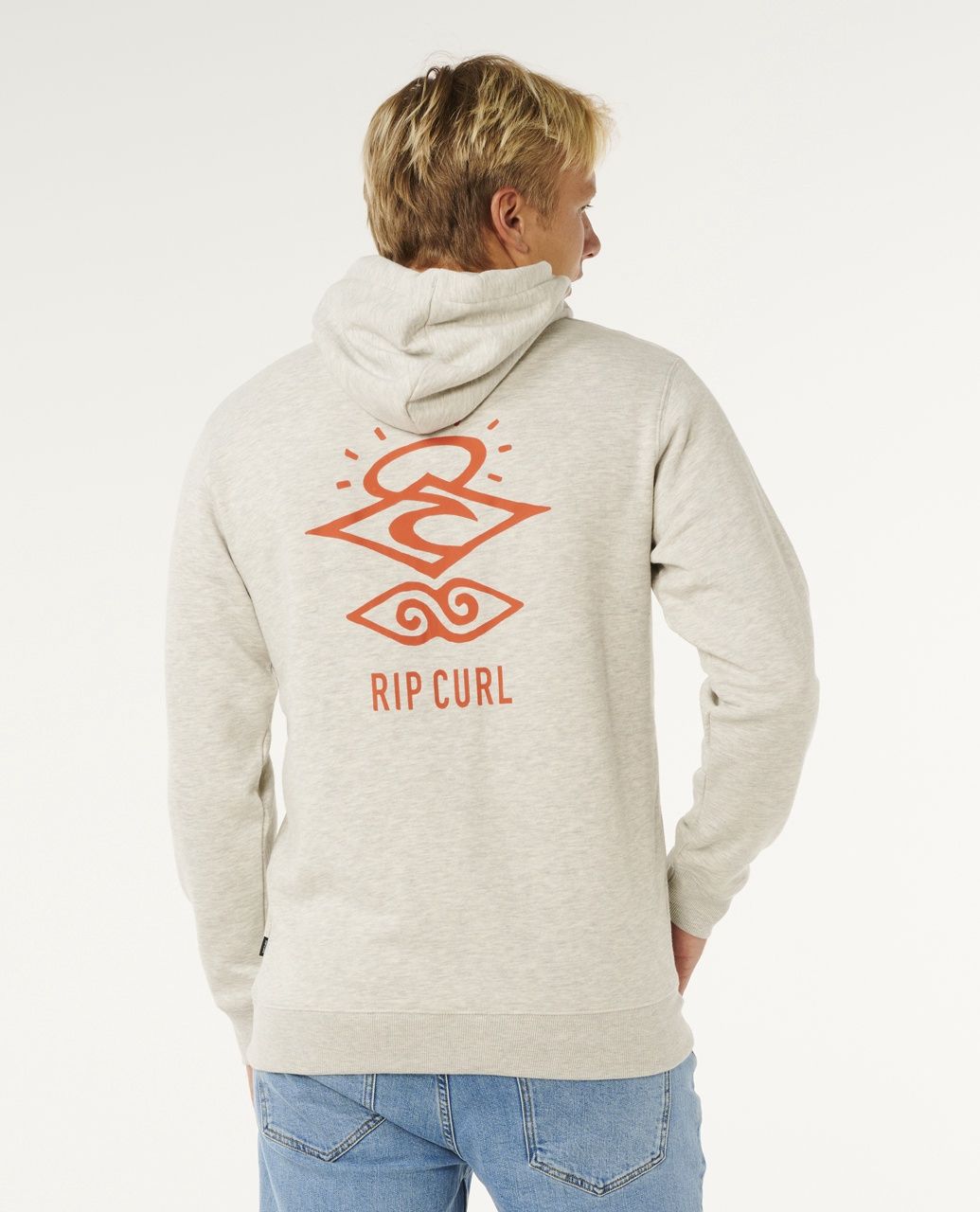 Rip Curl Search Icon Hooded Fleece - Light Grey Marle, Size: S
