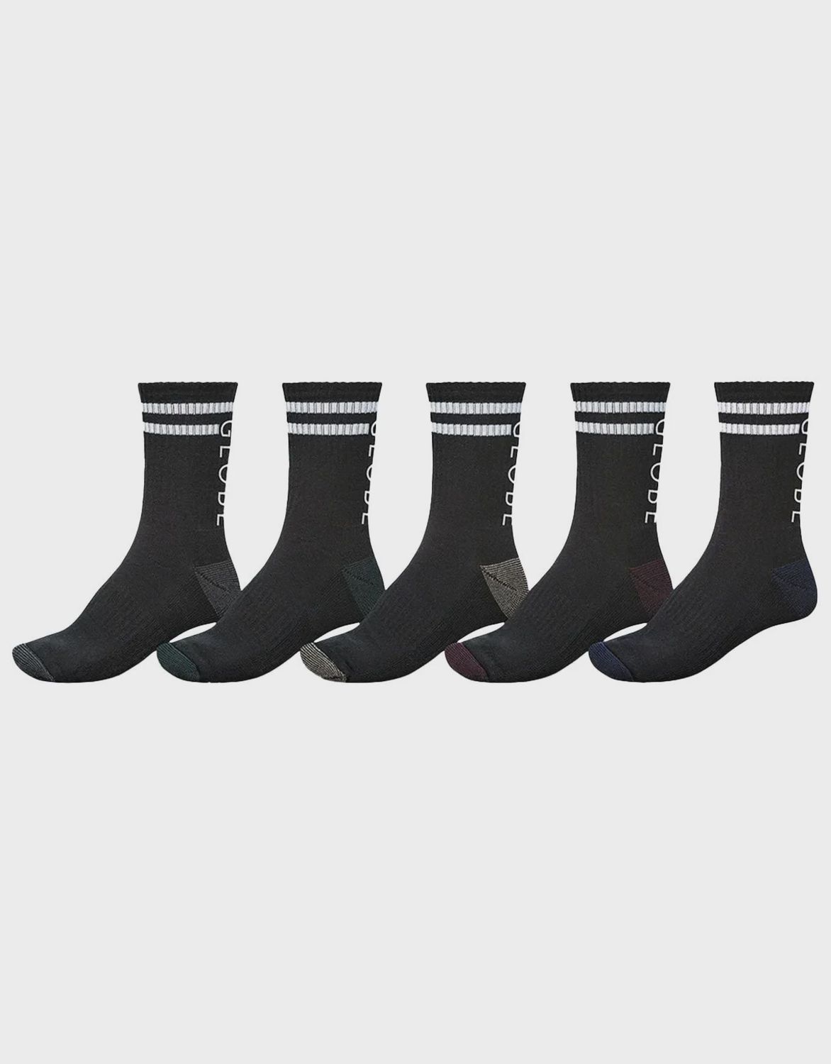 Globe Crew Socks (Multipack), Size: 7 - 11, Style: Carter Crew Socks - Blk (5 Pack)
