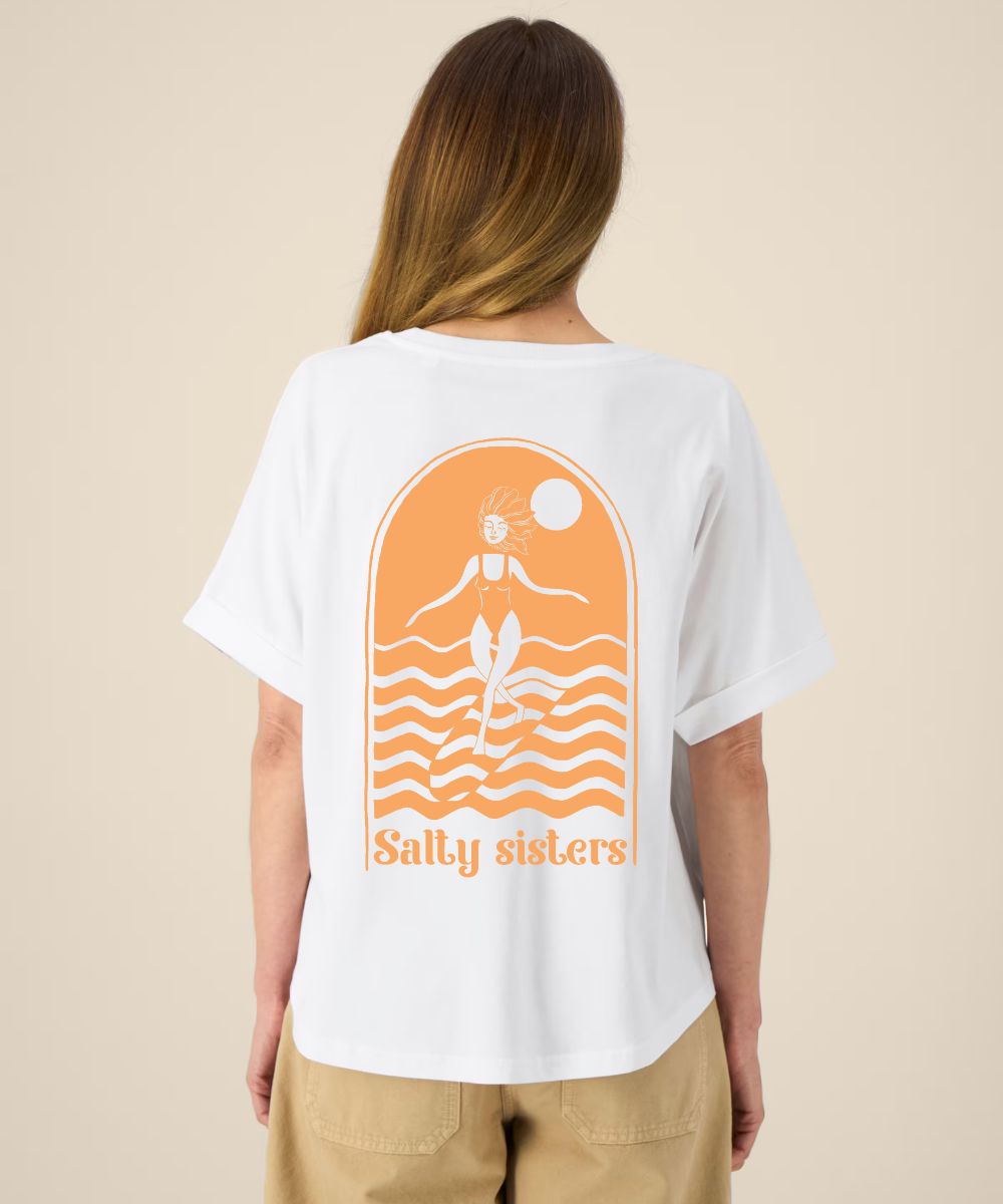 Salty Sisters Oversized Tee, Colour: White, Size: XS
