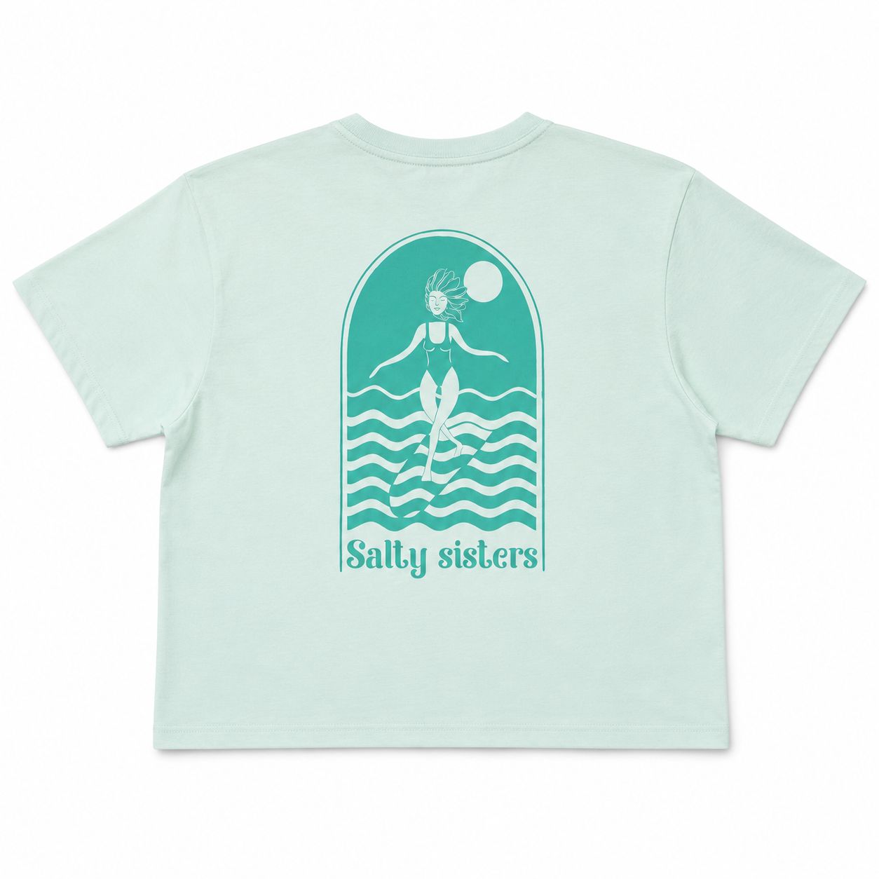 Salty Sisters Cropped T-Shirt, Colour: Seafoam, Size: S