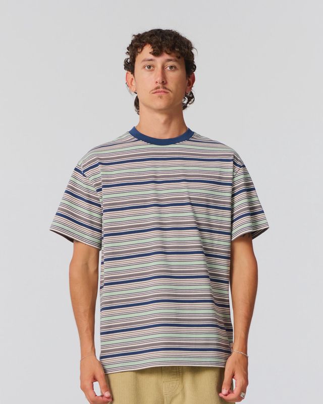 Critical Slide Sun Cured Stripe Tee - Worker Blue