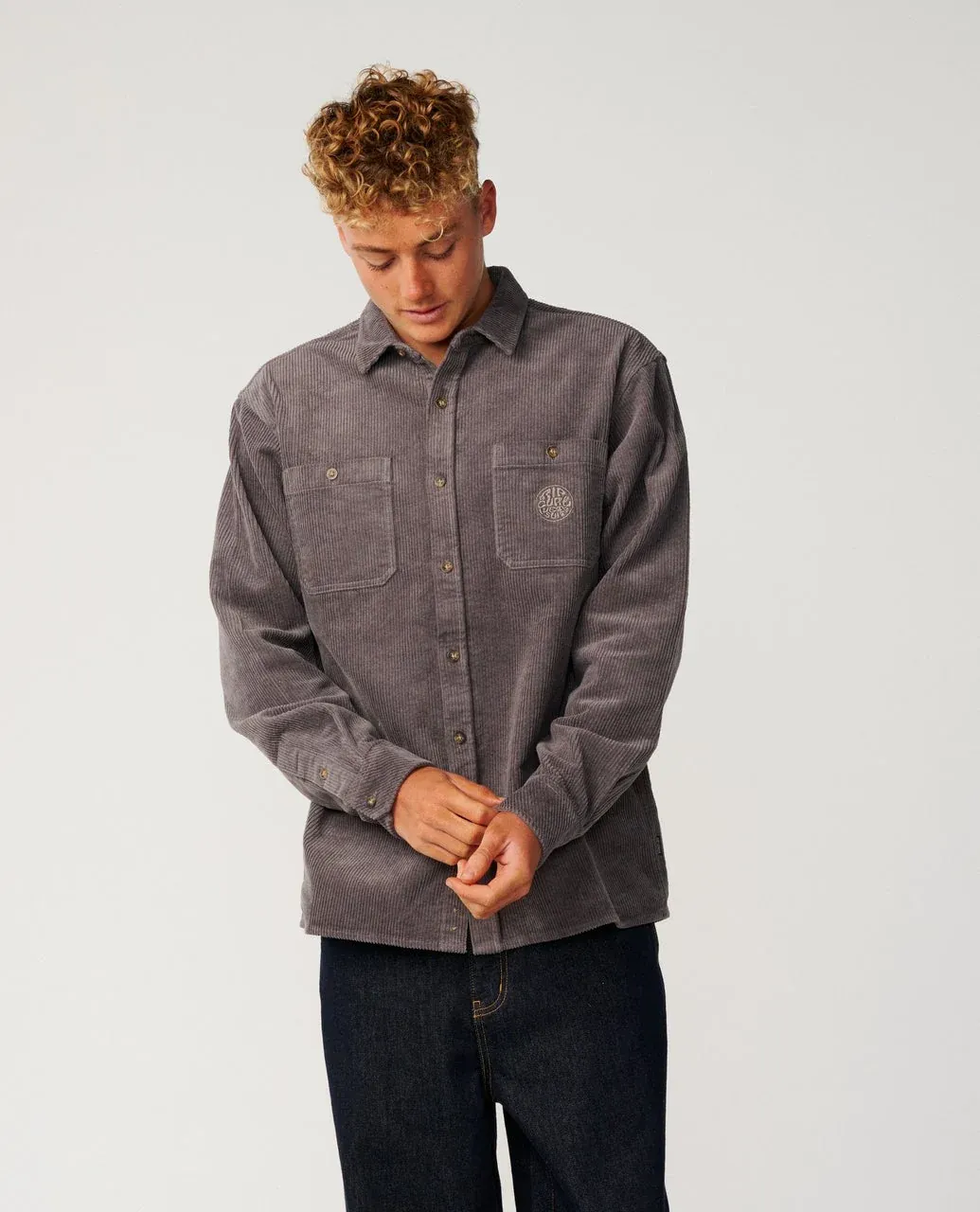 Rip Curl Premium Surf Cord Long Sleeve Shirt - Deep Mushroom, Size: M