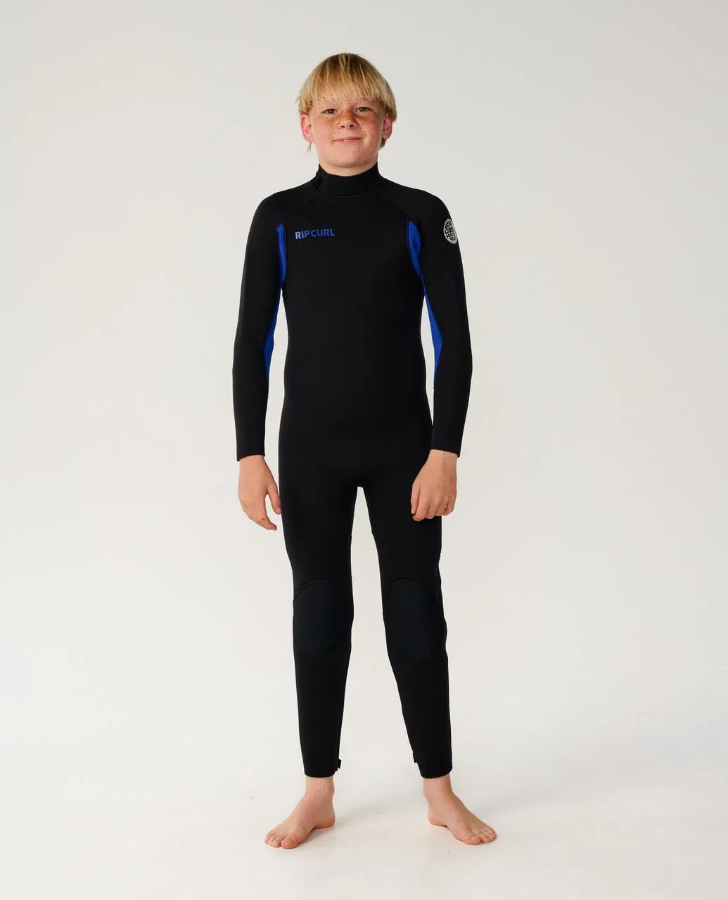 Rip Curl Kids Trad Back Zip 3/2 Flatlock Wetsuit, Colour: Blue, Size: Age 8