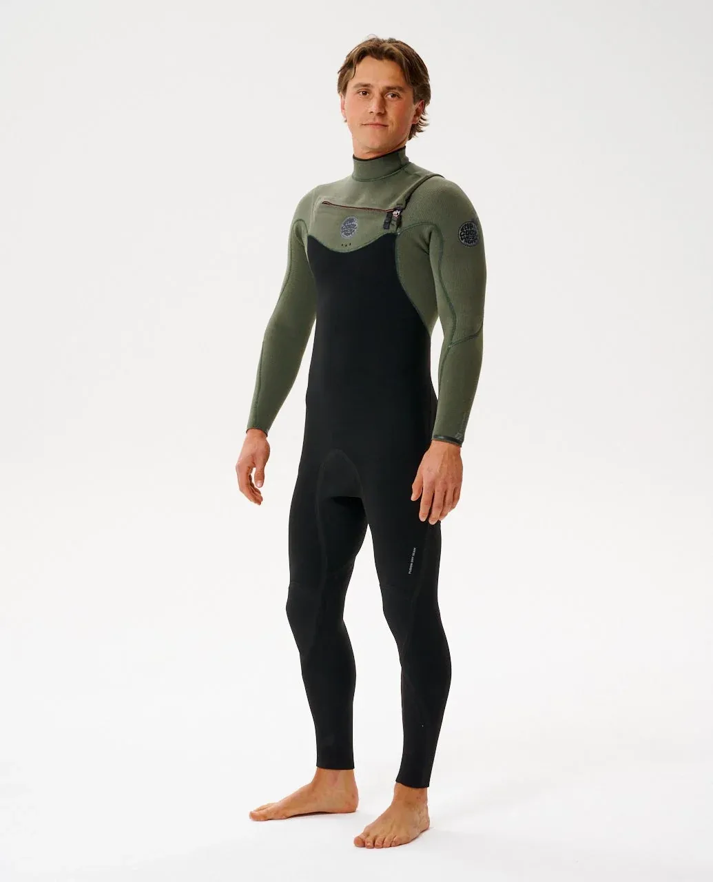 Rip Curl Men's Flashbomb 3/2 Chest Zip Wetsuit - Deep Cactus (2026), Size: S