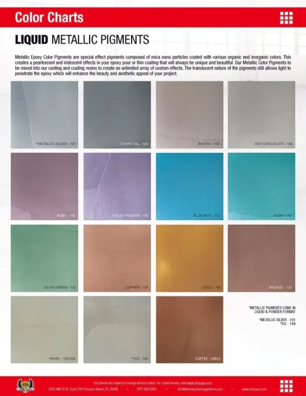 Metallic Color Liquid Epoxy Pigments