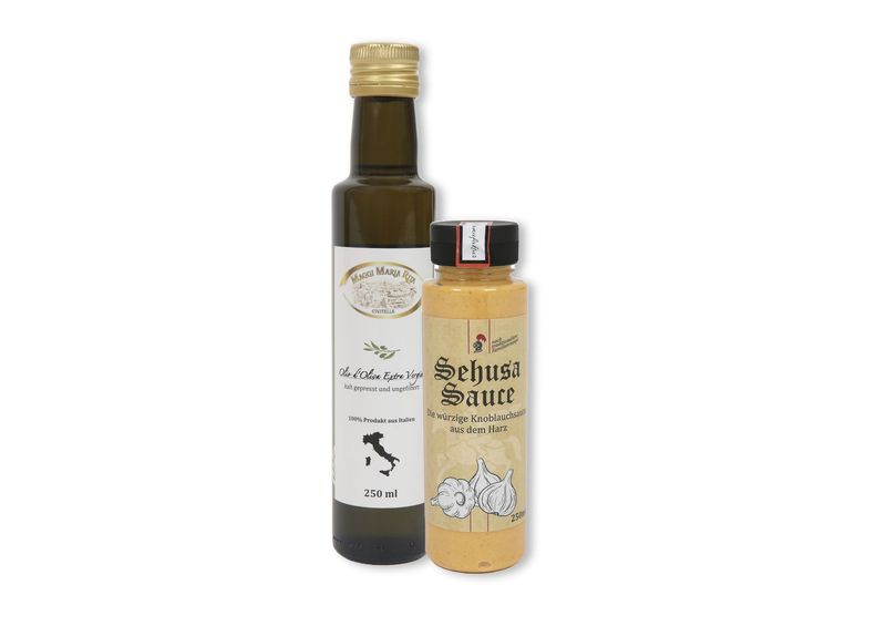 Olivenöl 1x250ml und Sehusa Sauce 1x 250ml Olivenöl 1x250ml und Sehusa Sauce 1x 250ml