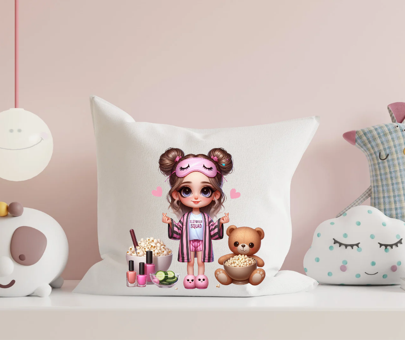 Personalised Sleepover Squad Cushion Cover – Perfect for Kids' Sleepover Parties