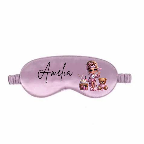 Personalised Satin Sleep Mask – Sleepover Squad Edition
