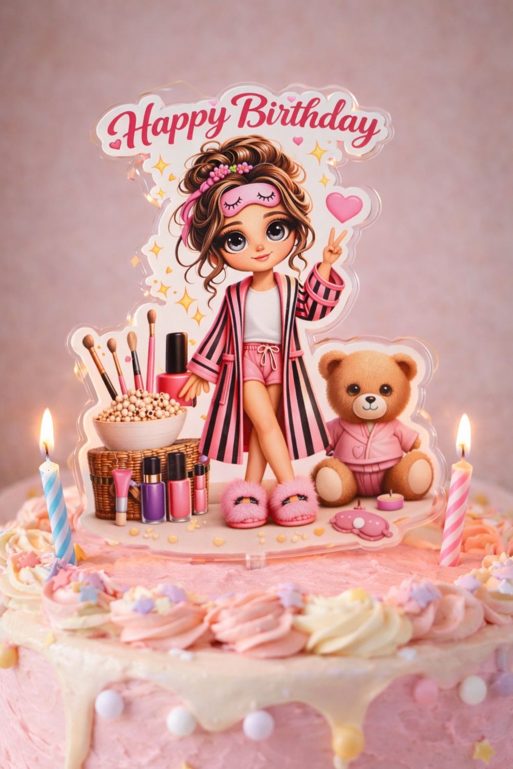 Pamper Sleepover Cake Topper | Spa Party Birthday Decoration | Girls Pamper Party Cake Topper | Sleepover Birthday Cake Decor UK