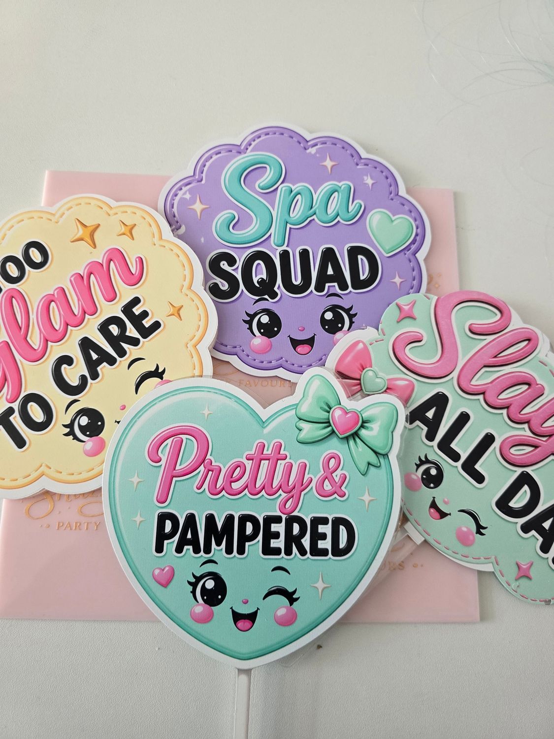 Pamper Party Acrylic Photo Props Set | Spa Squad Sleepover Props | Girls Birthday Photo Booth Props | Pretty & Pampered Party Decor