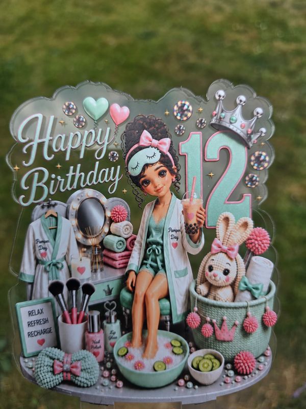 Pamper Party Cake Topper | Birthday Cake Decor tween UK Pamper Party Cake Topper | Birthday Cake Decor tween UK