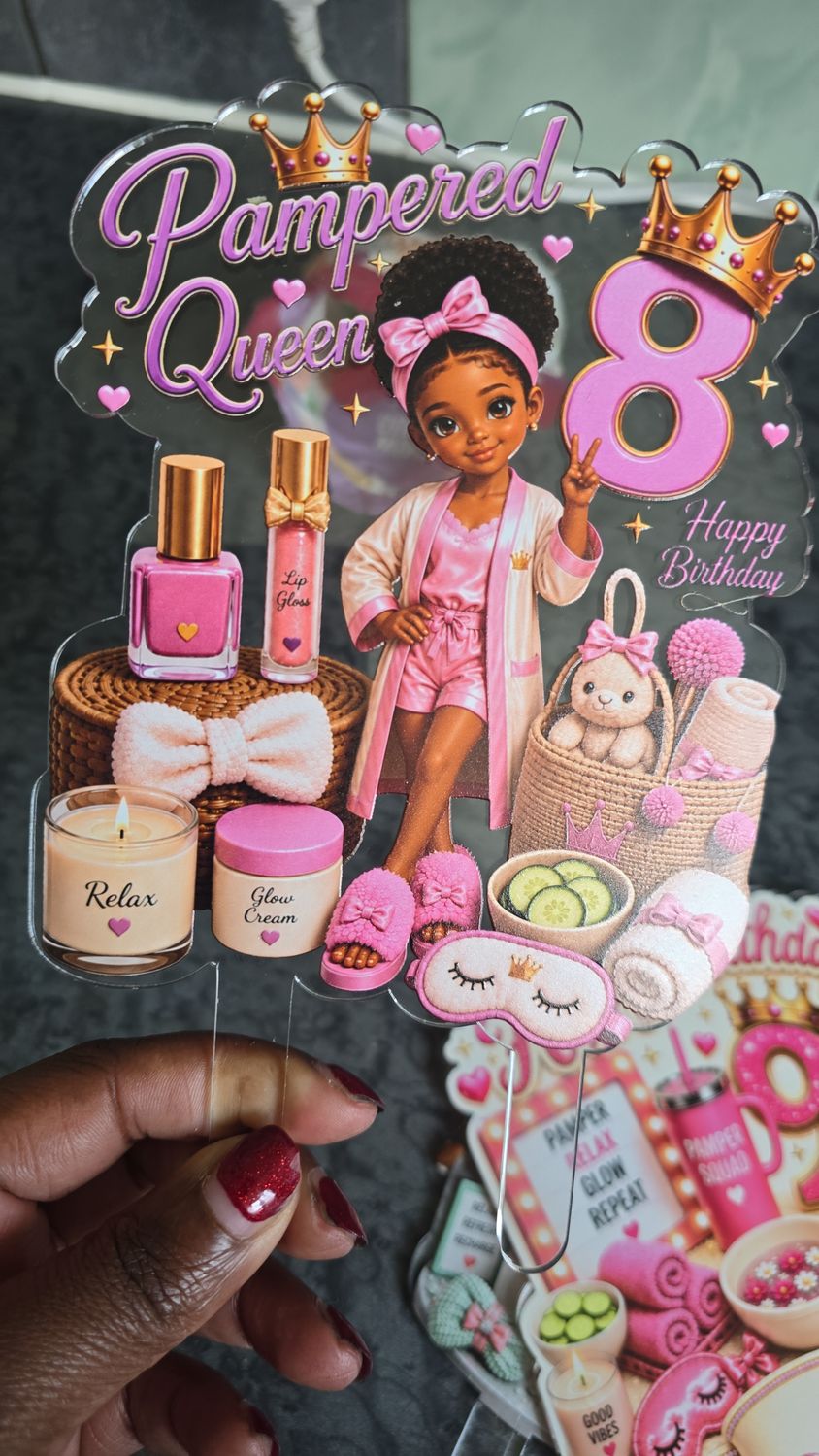 Pamper Party Cake Topper | Birthday Cake Decor Black Girl UK Pamper Party Cake Topper | Birthday Cake Decor Black Girl UK