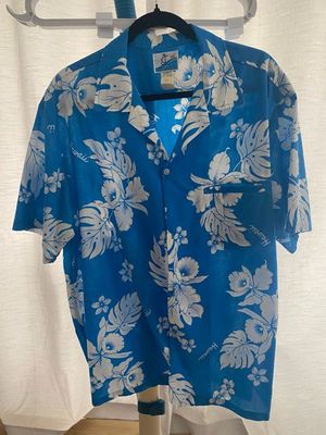 Blue Vintage Hawaiian Shirt Front View