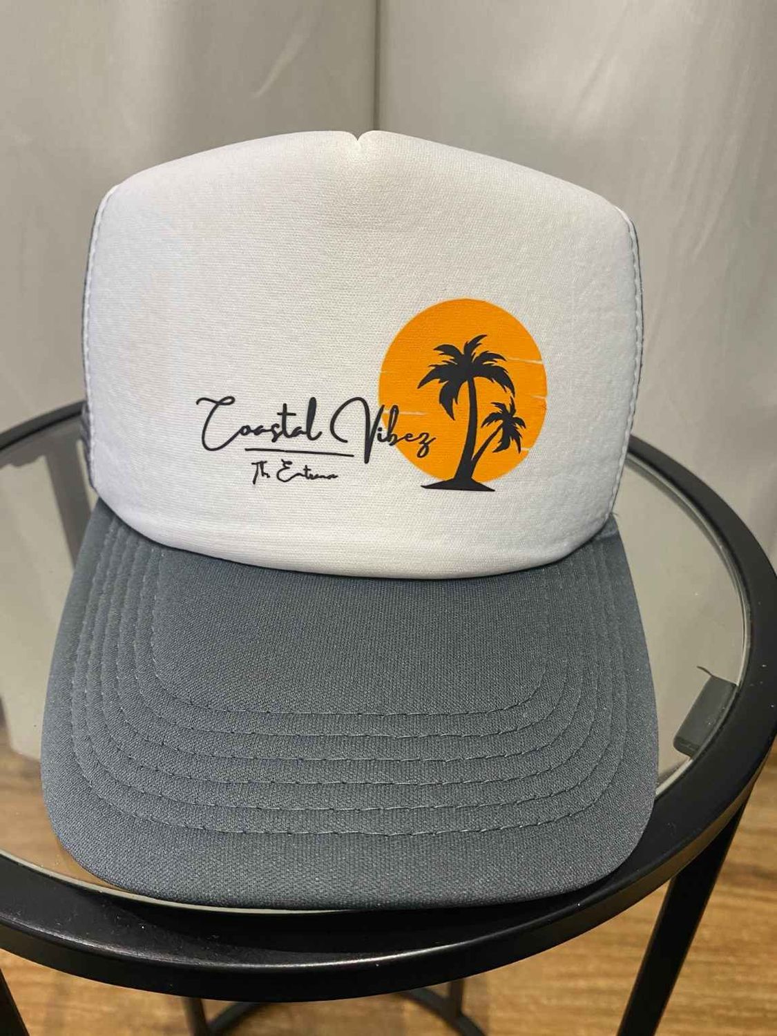 Gray/White Mesh Trucker Cap Front View