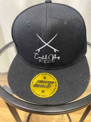 Snap Back Black Cap Front View