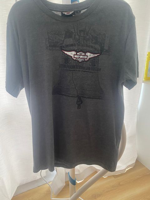 Gray Vintage Harley Davidson Shirt - "We Don't Do Fear" Front View