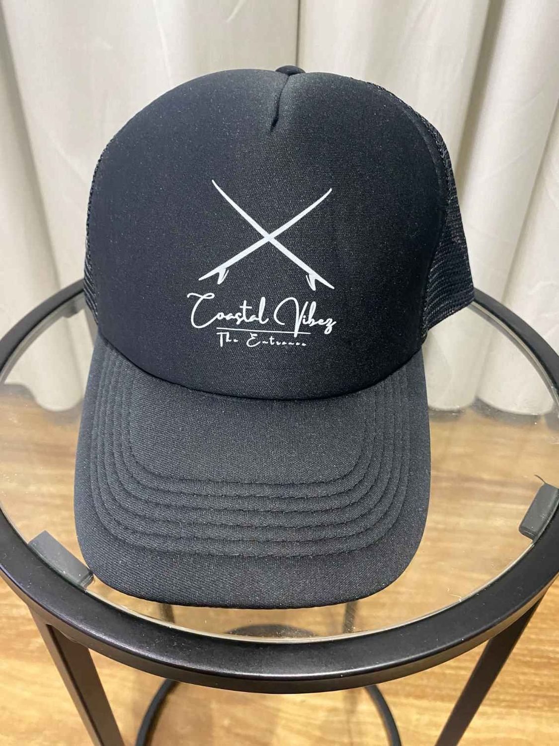 Black Trucker Mesh Cap Front View