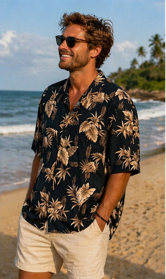 Batek Bay Black Vintage Hawaiian Shirt (L)