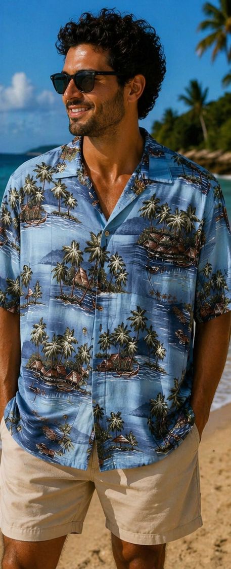 Croft & Barrow Blue Vintage Hawaiian Shirt (L)