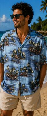 Croft & Barrow Blue Vintage Hawaiian Shirt (L) Croft & Barrow Blue Vintage Hawaiian Shirt (L)