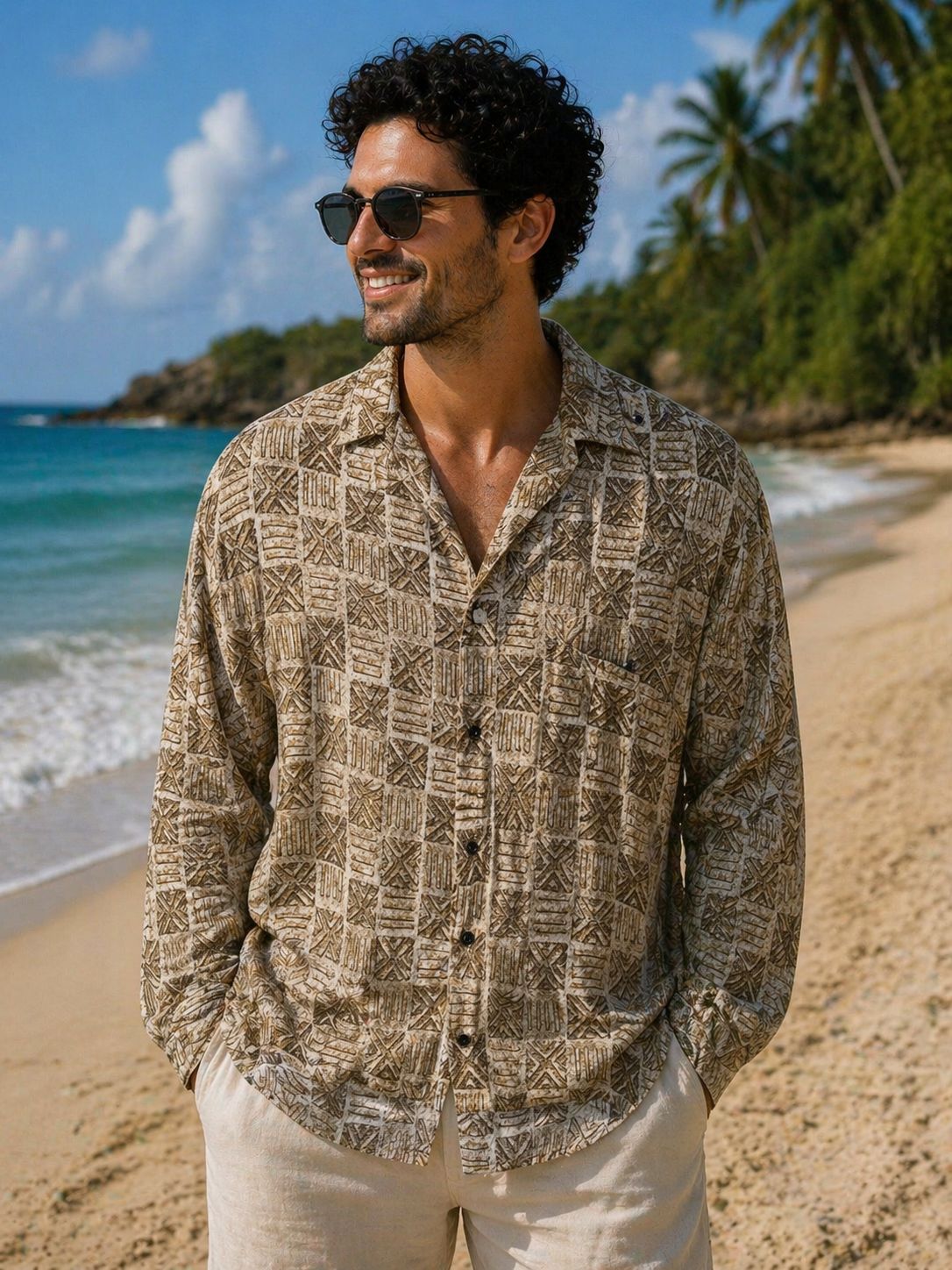 Natural Issue Longsleeve Vintage Hawaiian Shirt (XL)