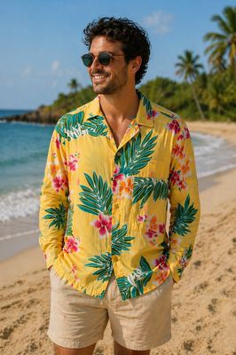 Java Wrap Longsleeve Vintage Hawaiian Shirt (L) Java Wrap Longsleeve Vintage Hawaiian Shirt (L)
