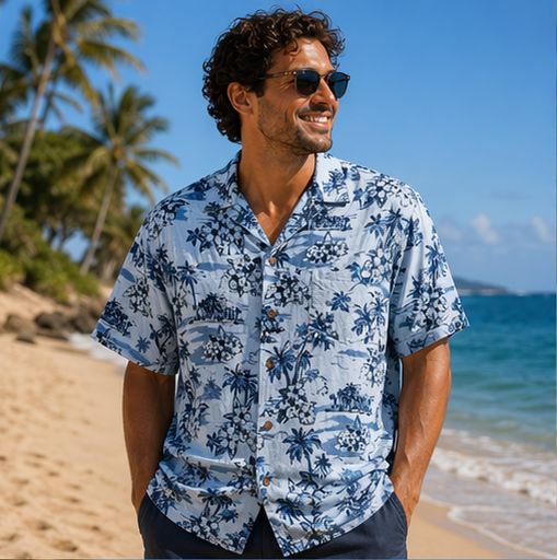 Steve & Barry Blue Vintage Hawaiian Shirt (XL) Steve & Barry Blue Vintage Hawaiian Shirt (XL)