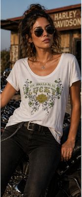 Harley Davidson Ladies White T-Shirt Smokey Mountain, Tennessee (M)