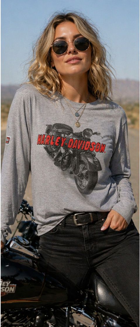 Harley Davidson Ladies Longsleeve Grey T-Shirt (XL)
