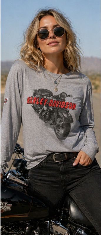 Harley Davidson Ladies Longsleeve Grey T-Shirt (XL) Harley Davidson Ladies Longsleeve Grey T-Shirt (XL)