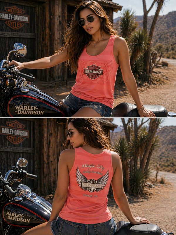 Harley Davidson Pink Magic City Minot, North Dakota Ladies Singlet (XL) Harley Davidson Pink Magic City Minot, North Dakota Ladies Singlet (XL)