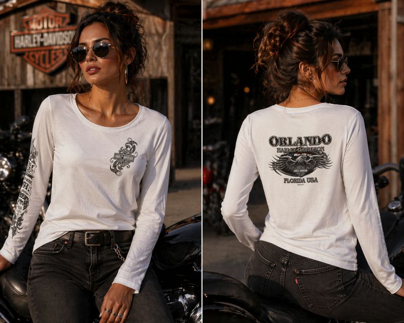 Harley Davidson White Longsleeve Orlanda T-shirt (L) Harley Davidson White Longsleeve Orlanda T-shirt (L)