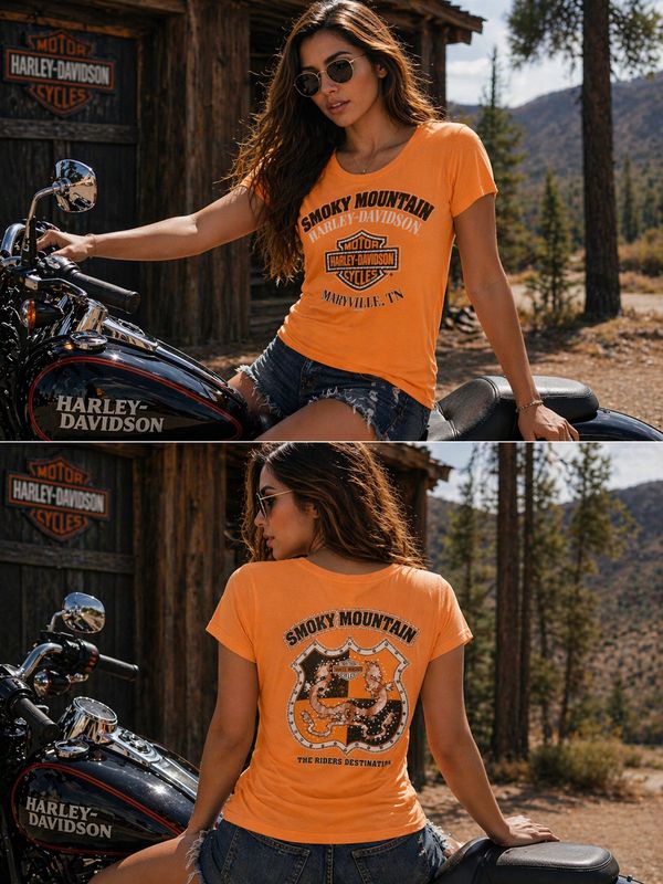 Harley Davidson Orange T-shirt Smokey Mountain (L) Harley Davidson Orange T-shirt Smokey Mountain (L)