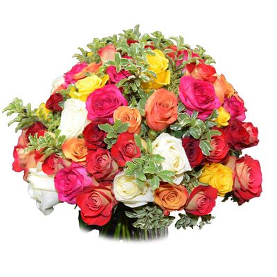 Bouquet rond de roses variées Bouquet rond de roses variées
