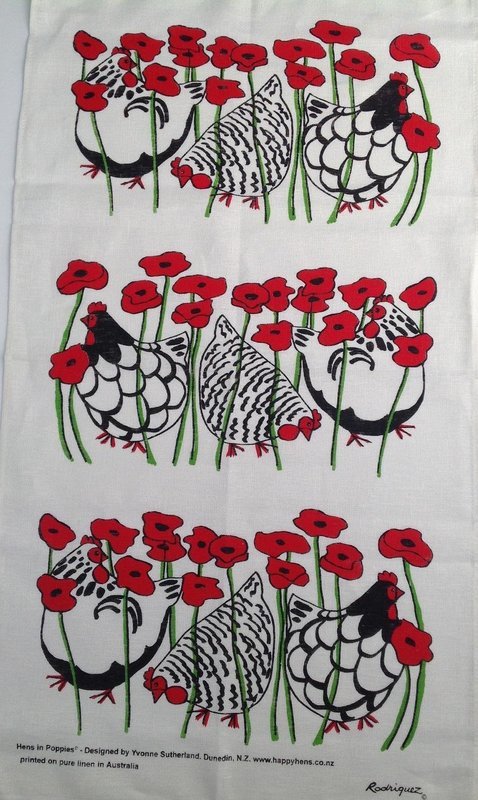 Hens in Poppies Tea Towel Hens in Poppies Tea Towel