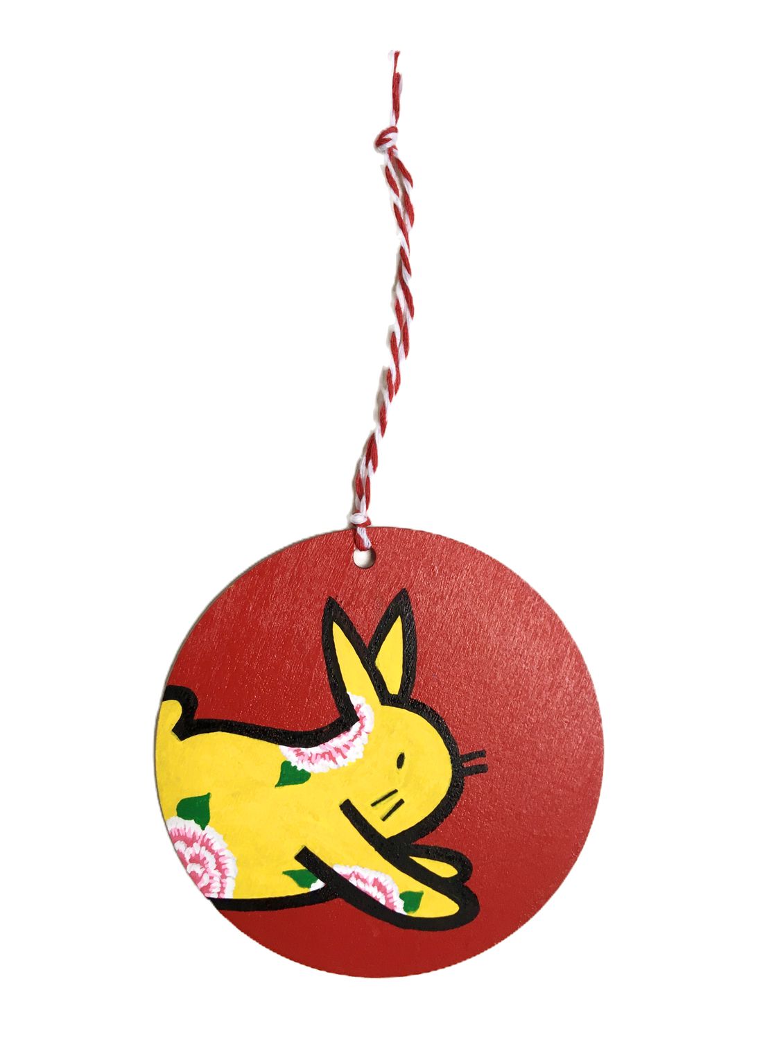 LAPINOU JAUNE FOND ROUGE