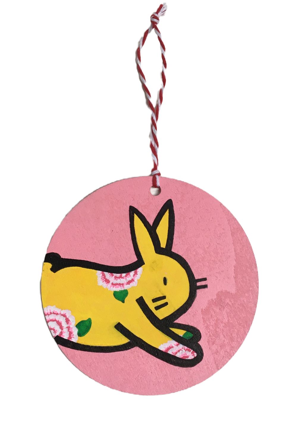LAPINOU JAUNE FOND ROSE