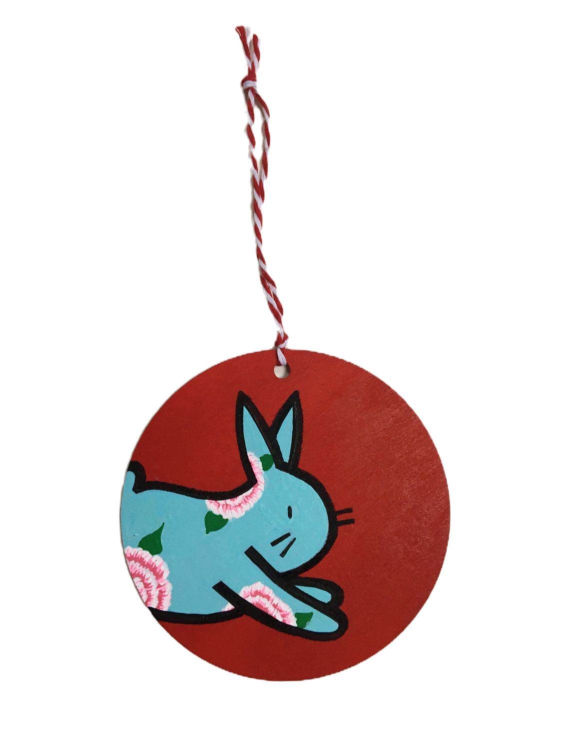 LAPINOU BLEU FOND ROUGE