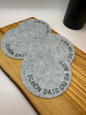 Filz Untersetzter - Schön dass du da bist