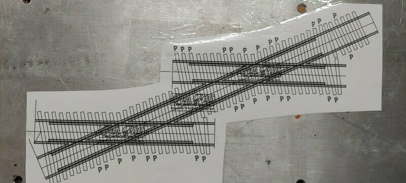 HO Scale, 25 Degree Double Track Crossing Code 70/83 Printable Track Template