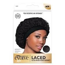 EVOLVE SATIN LACED BONNET BLK