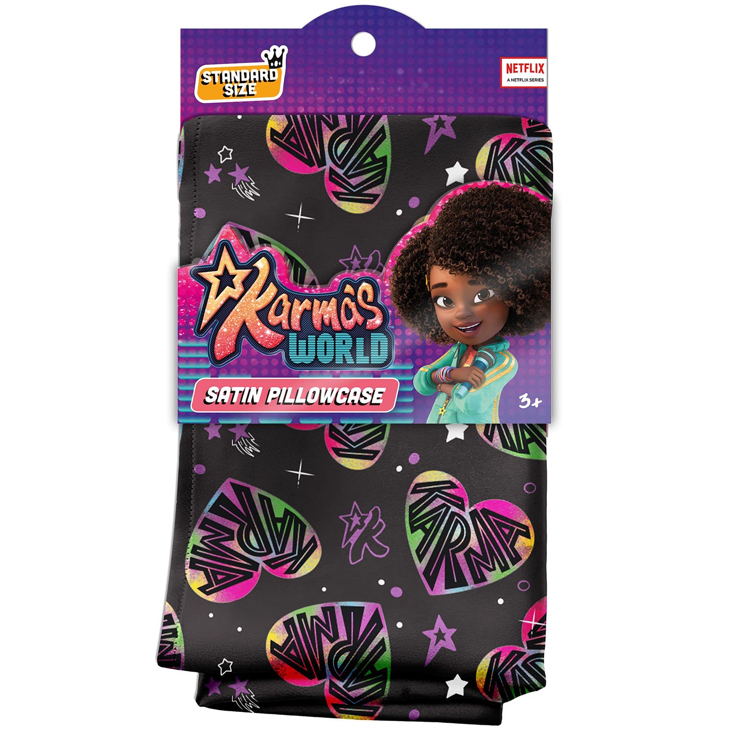 KARMA&#39;S WORLD SATIN PILLOWCASE, Color: BLACK