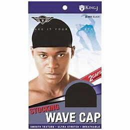 KING J STOCKING WAVE CAP 059 BLK