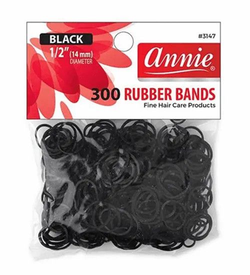 ANNIE RUBBER BAND 300CT BLACK 1/2"