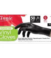 ANNIE VINYL GLOVES POWDER FREE BLACK 50CT XTRA LARGE