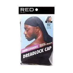 RED KISS (JUMBO) SPANDEX DREADLOCK CAP BLACK HDR01