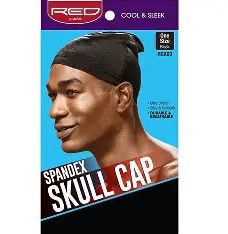 RED KISS SPANDEX SKULL CAP BLACK HSX03