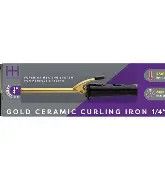 HOT &amp; HOTTER GOLD CERAMIC CURLING IRON 1/4"