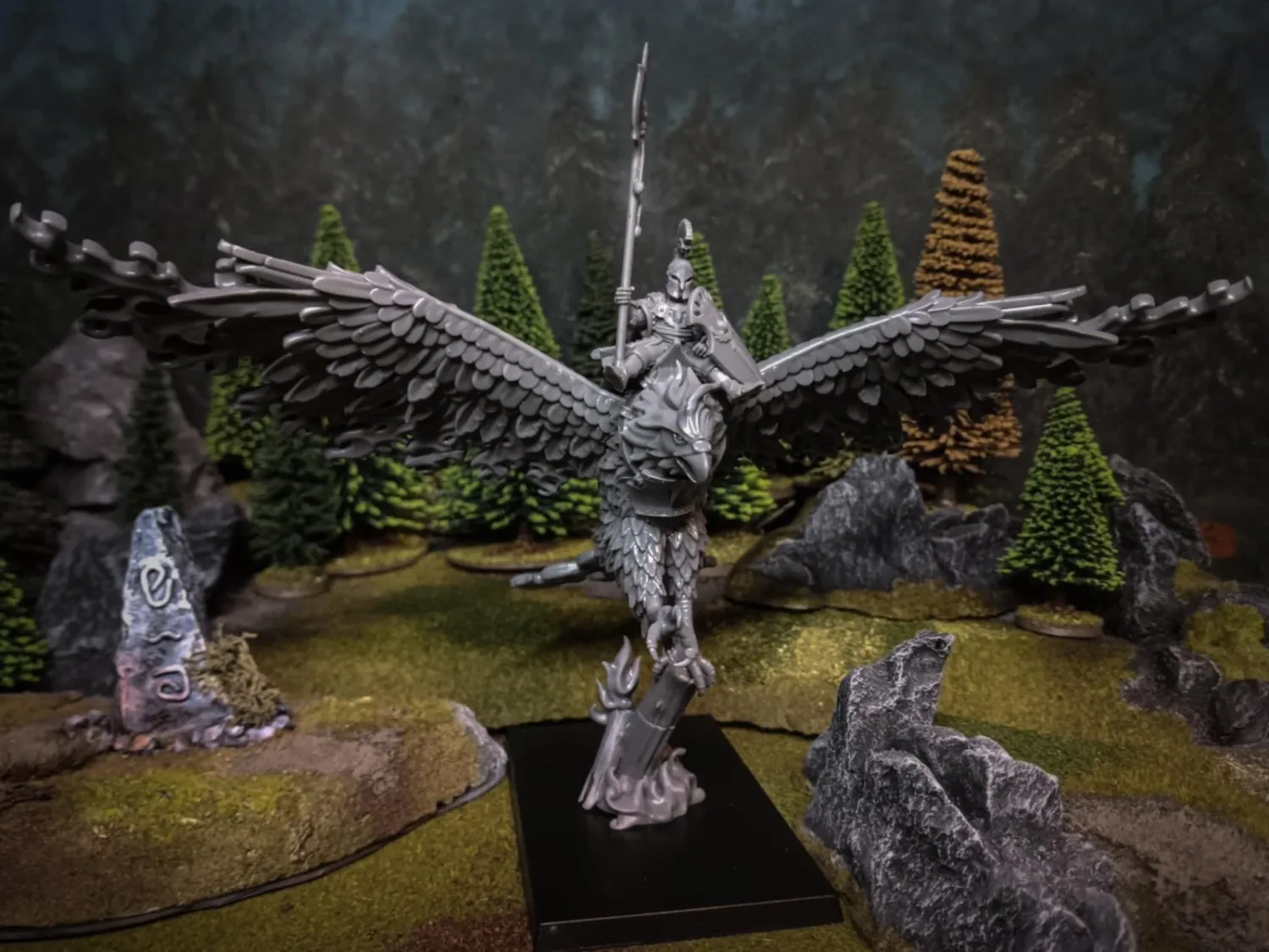 Aegean - Elf Lord on Fire Phoenix (Highlands Miniatures)